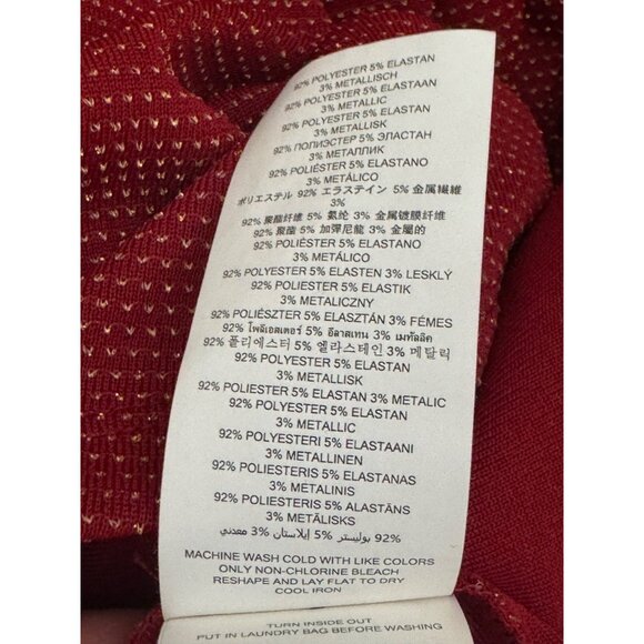 Michael Kors Red Gold Metallic Knit Stretch Dress w/Sash Tie Size XXL 2X 20 Plus - Picture 6 of 11